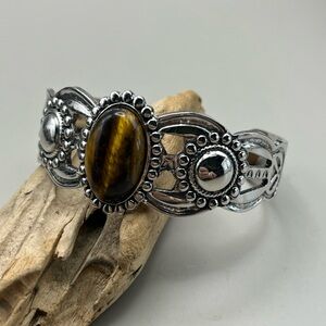 Silver and Tiger Eye Stone Women's Bracelet